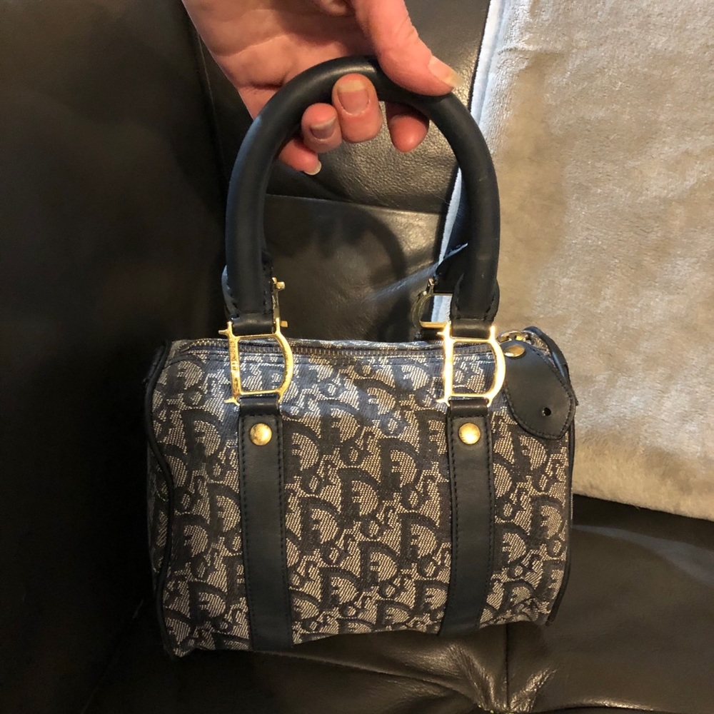💯AUTH RARE DIOR MINI BOSTON BAG TROTTER NAVY EUC